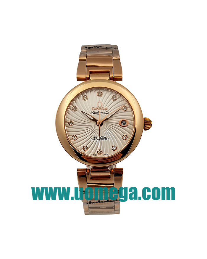 34MM UK Omega De Ville Ladymatic 425.60.34.20.55.001 White Dials Replica Watches