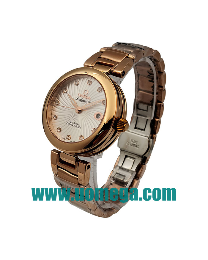 34MM UK Omega De Ville Ladymatic 425.60.34.20.55.001 White Dials Replica Watches