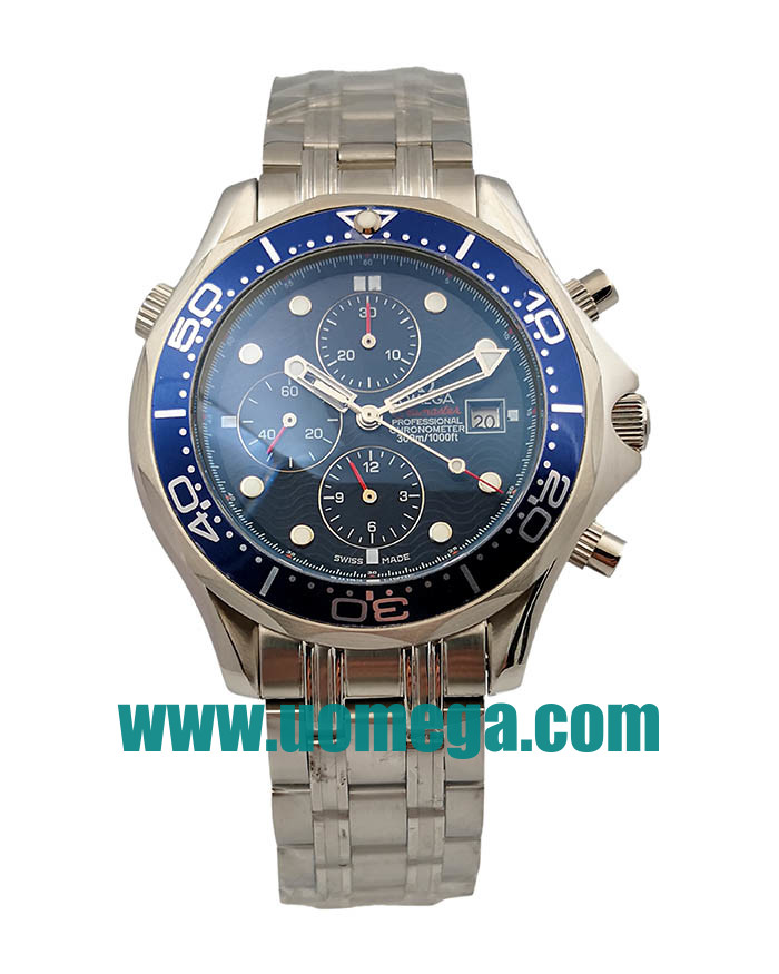 41.5MM UK Omega Seamaster Chrono Diver 2225.80.00 Blue Dials Replica Watches
