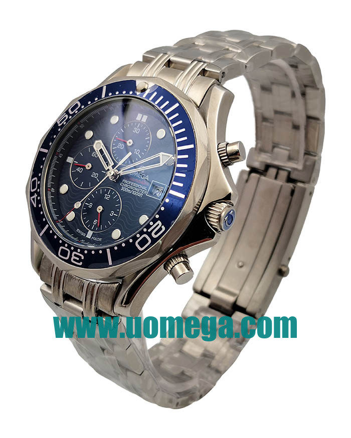 41.5MM UK Omega Seamaster Chrono Diver 2599.80.00 Blue Dials Replica Watches