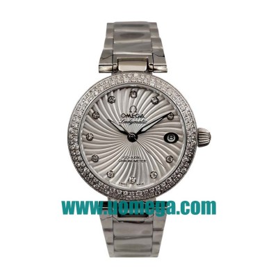 34MM UK Omega De Ville Ladymatic 425.35.34.20.55.001 White Mother Of Pearl Dials Replica Watches