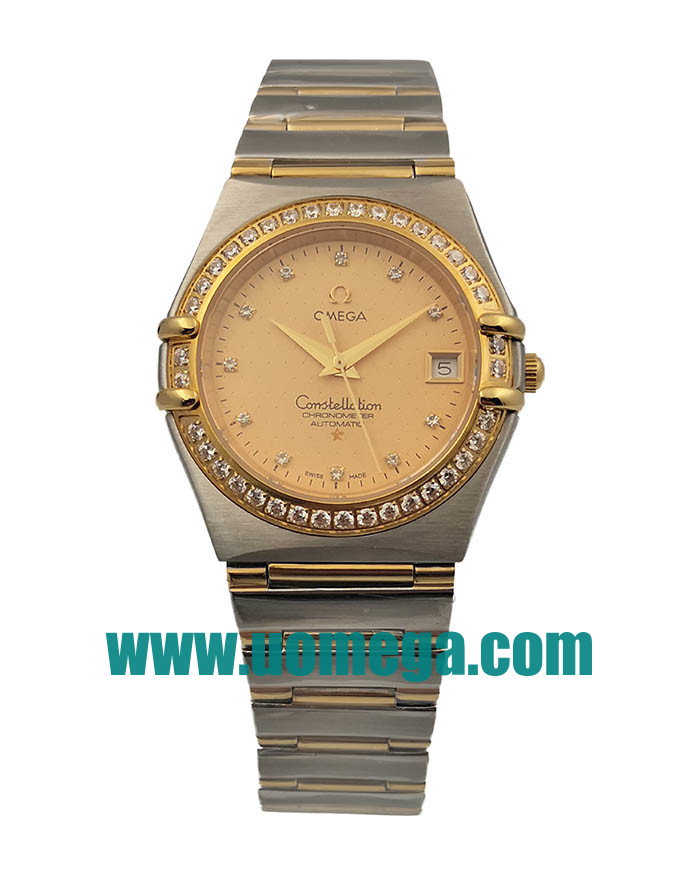 36MM UK Omega Constellation 1207.15.00 Golden Dials Replica Watches